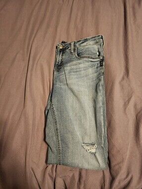 Silver Jeans Co. Beau Women’s Distressed Boyfriend/Slim Straight Jeans W32 L28